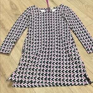 Hatley Zigzag Midi Dress in Black, White, and Pink